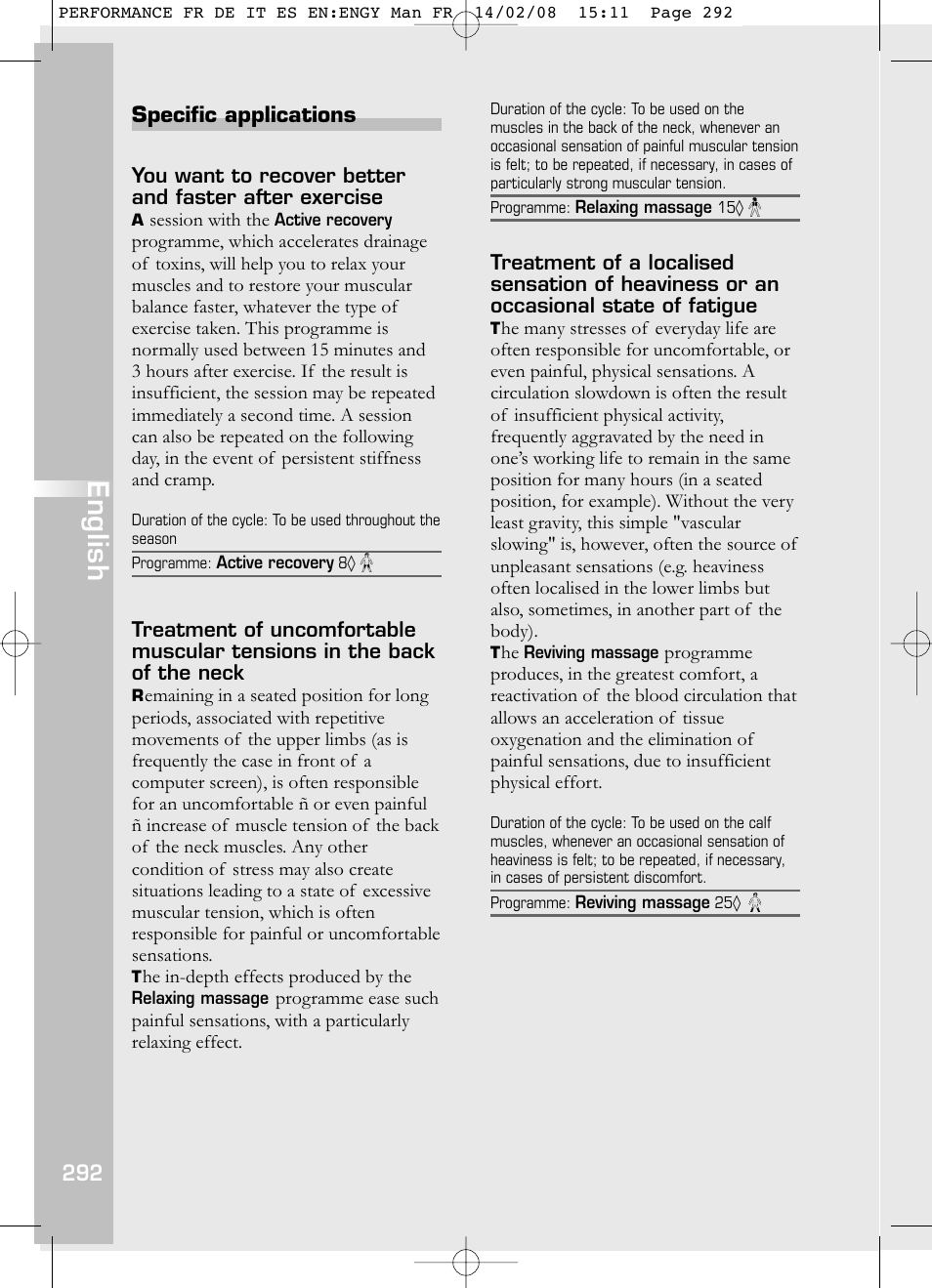 English | Compex Performance User Manual | Page 294 / 313