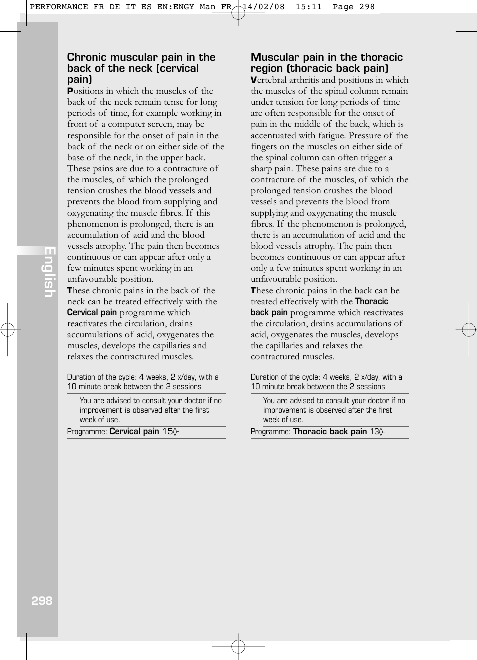 English | Compex Performance User Manual | Page 300 / 313