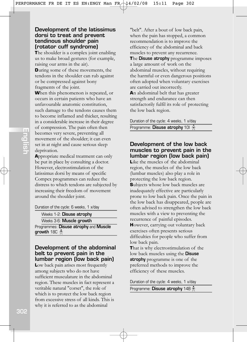 English | Compex Performance User Manual | Page 304 / 313