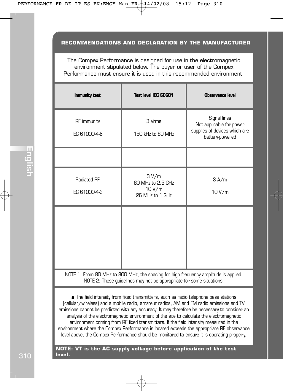 English | Compex Performance User Manual | Page 312 / 313