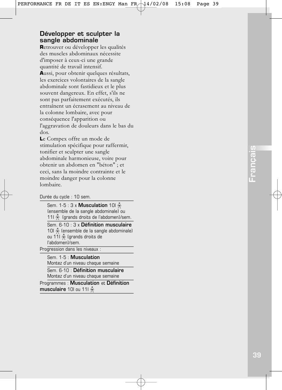 Français | Compex Performance User Manual | Page 41 / 313