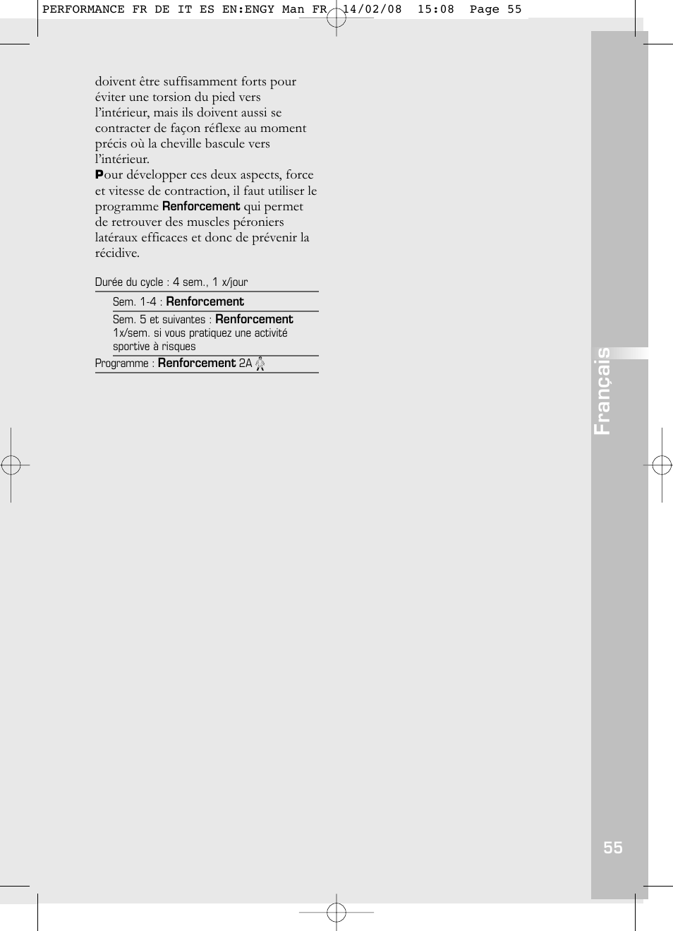 Français | Compex Performance User Manual | Page 57 / 313