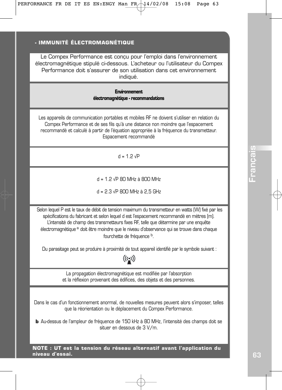 Français | Compex Performance User Manual | Page 65 / 313