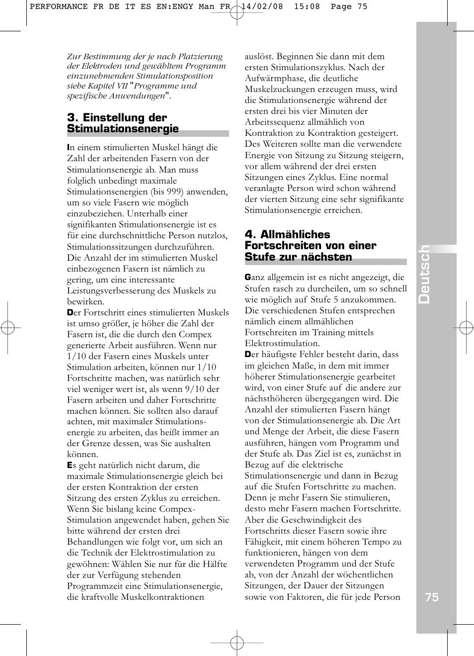 Deutsch | Compex Performance User Manual | Page 77 / 313