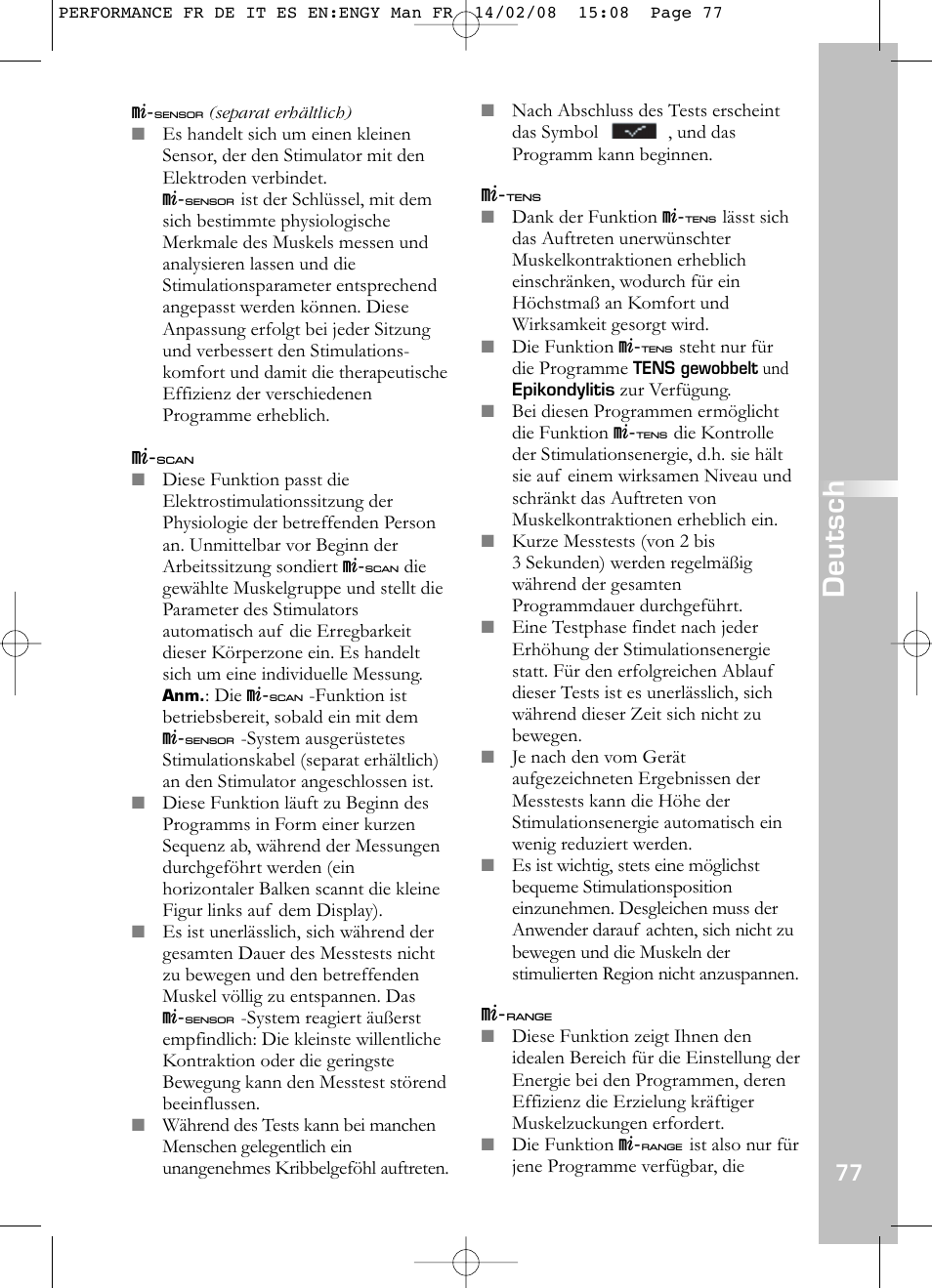Deutsch | Compex Performance User Manual | Page 79 / 313