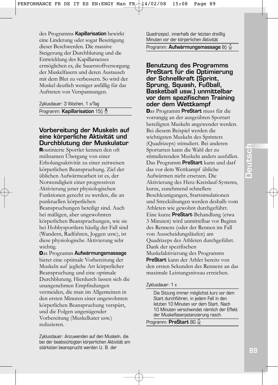 Deutsch | Compex Performance User Manual | Page 91 / 313