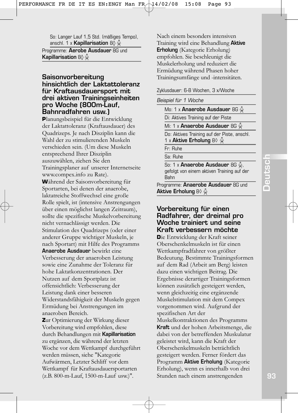Deutsch | Compex Performance User Manual | Page 95 / 313