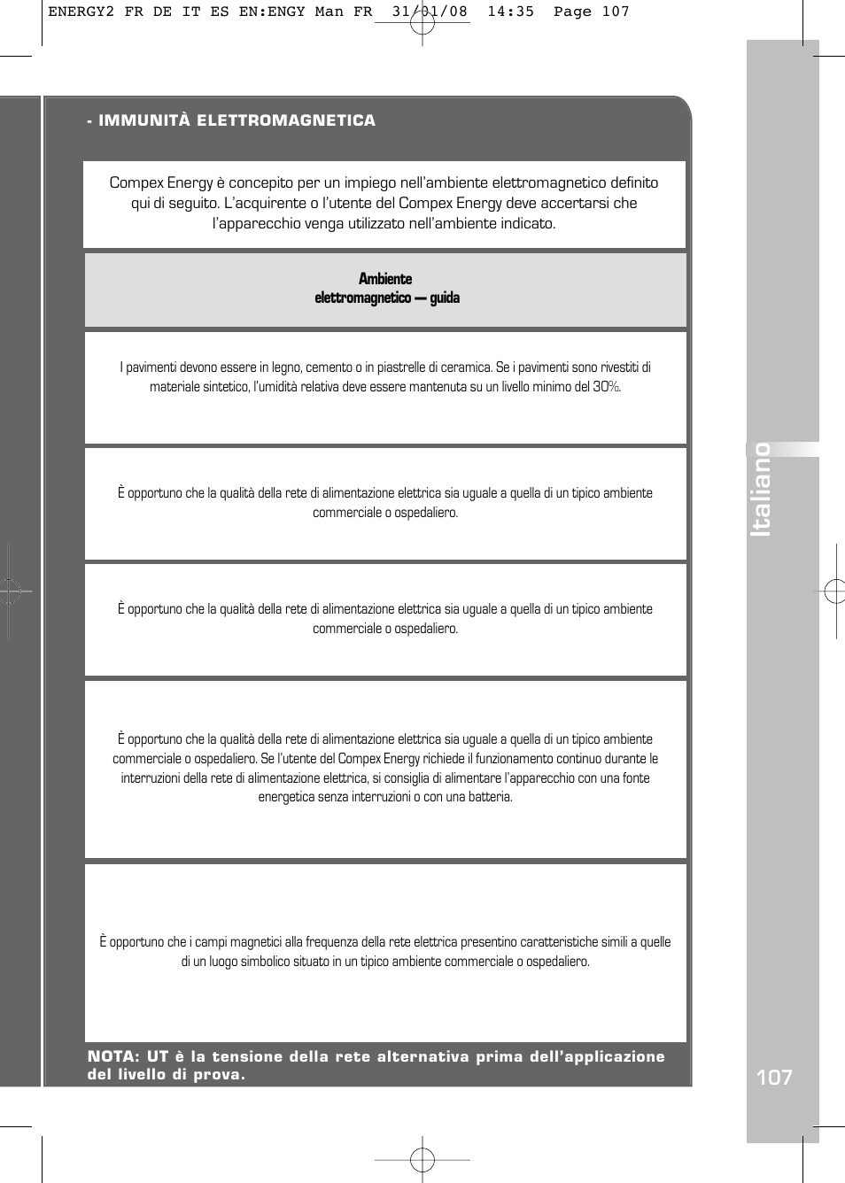 Italiano | Compex Energy mi-Ready User Manual | Page 109 / 183