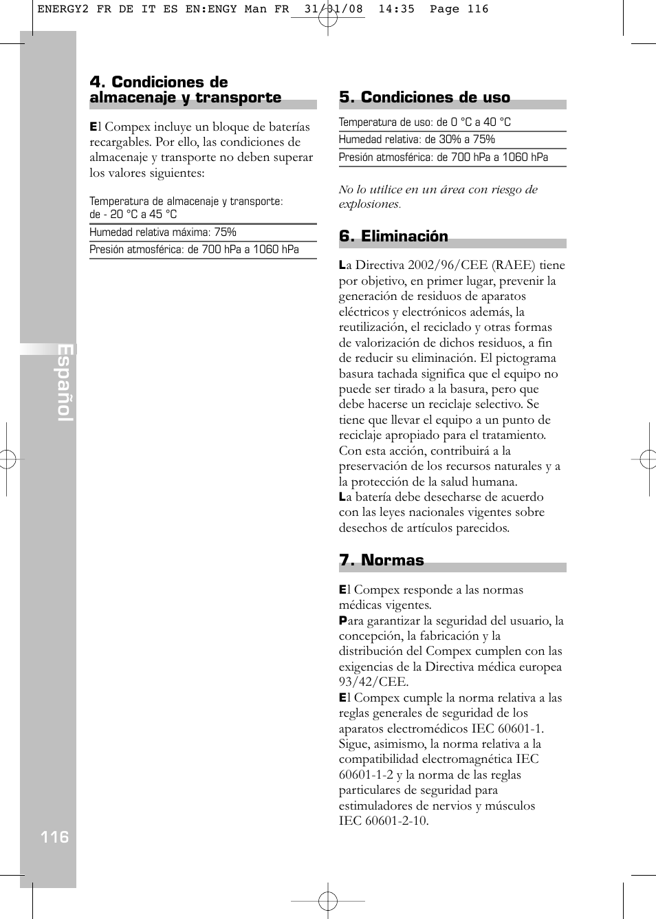 Español | Compex Energy mi-Ready User Manual | Page 118 / 183