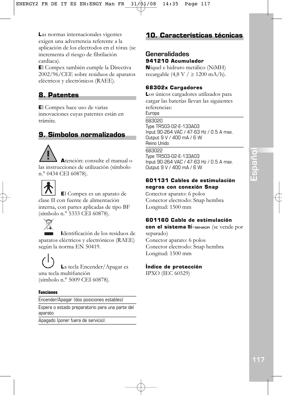Español | Compex Energy mi-Ready User Manual | Page 119 / 183