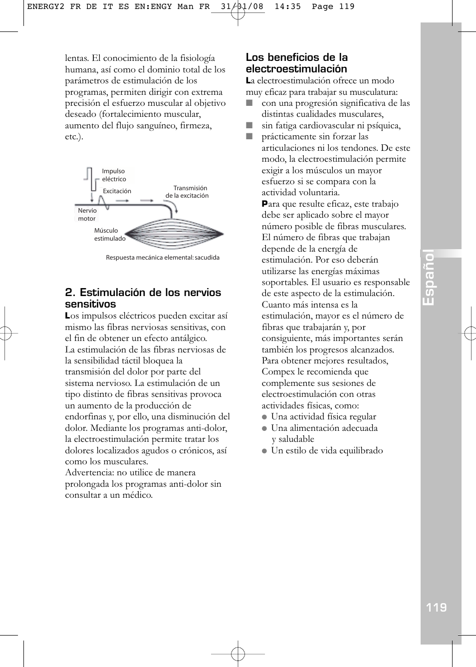 Español | Compex Energy mi-Ready User Manual | Page 121 / 183