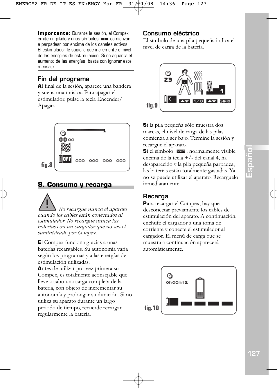 Español | Compex Energy mi-Ready User Manual | Page 129 / 183