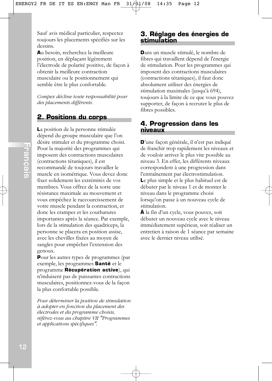 Français | Compex Energy mi-Ready User Manual | Page 14 / 183