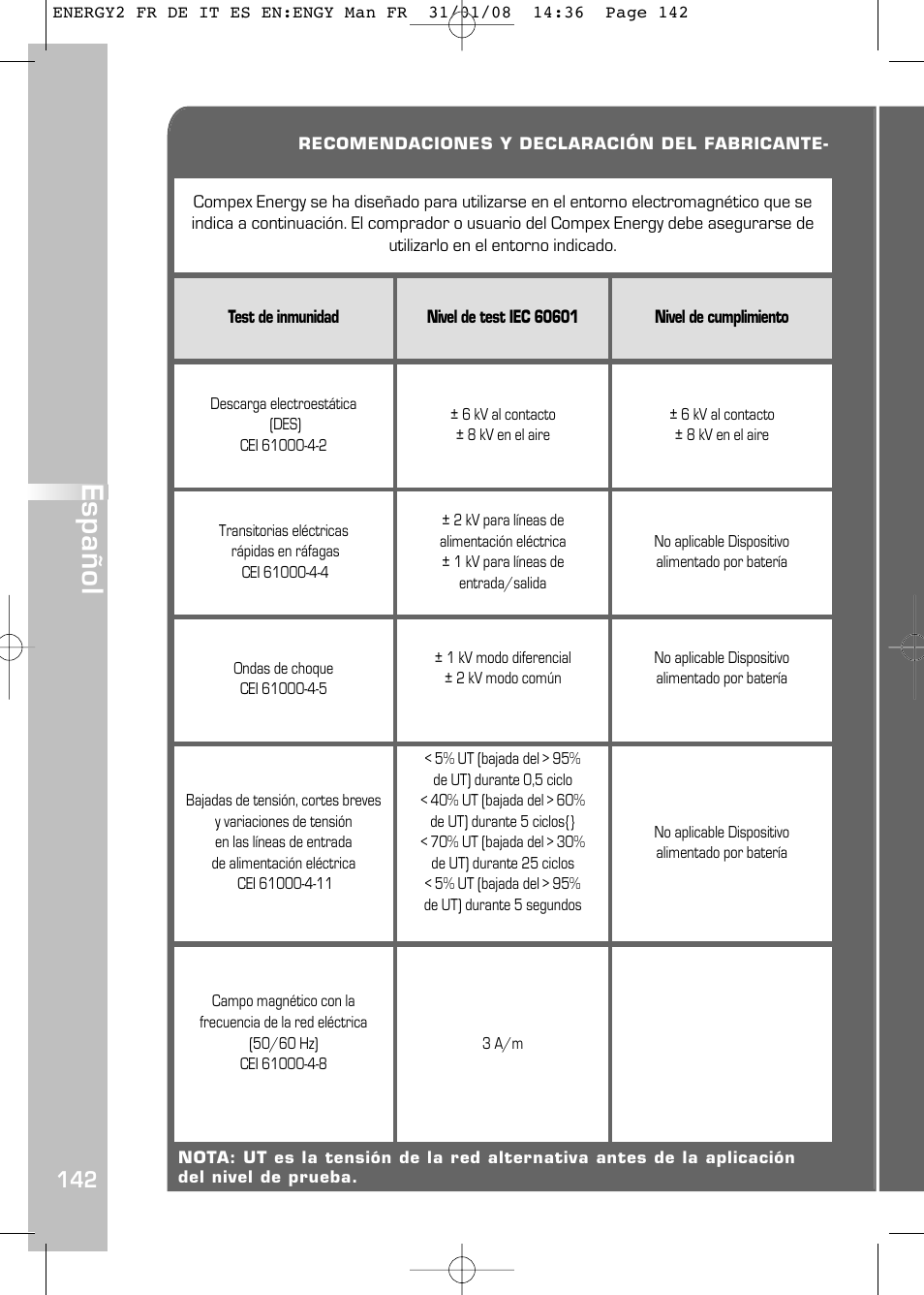 Español | Compex Energy mi-Ready User Manual | Page 144 / 183