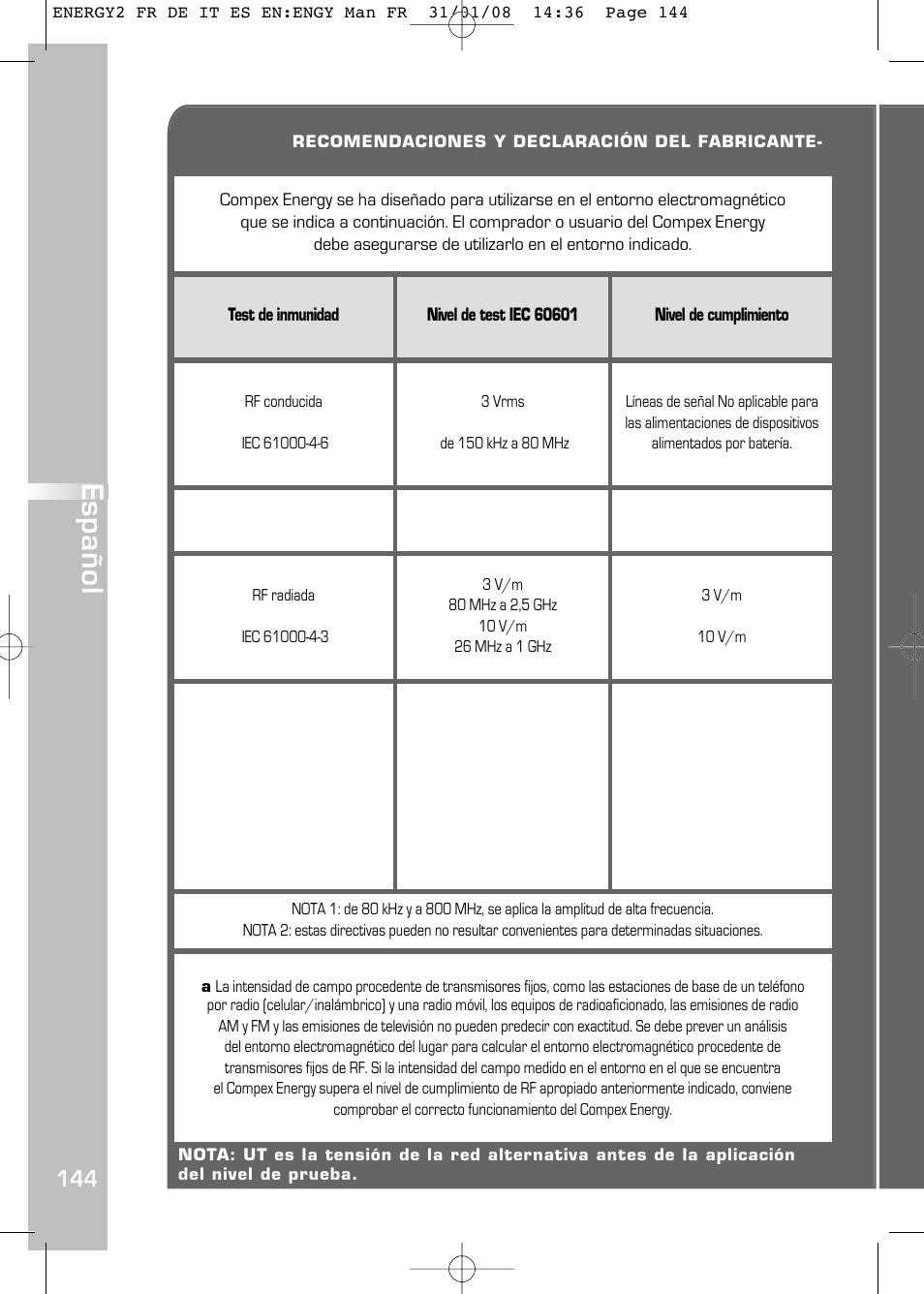 Español | Compex Energy mi-Ready User Manual | Page 146 / 183