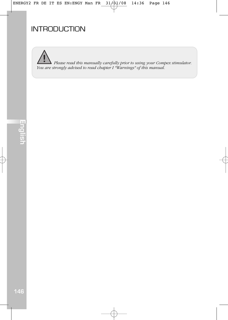 Introduction, English | Compex Energy mi-Ready User Manual | Page 148 / 183