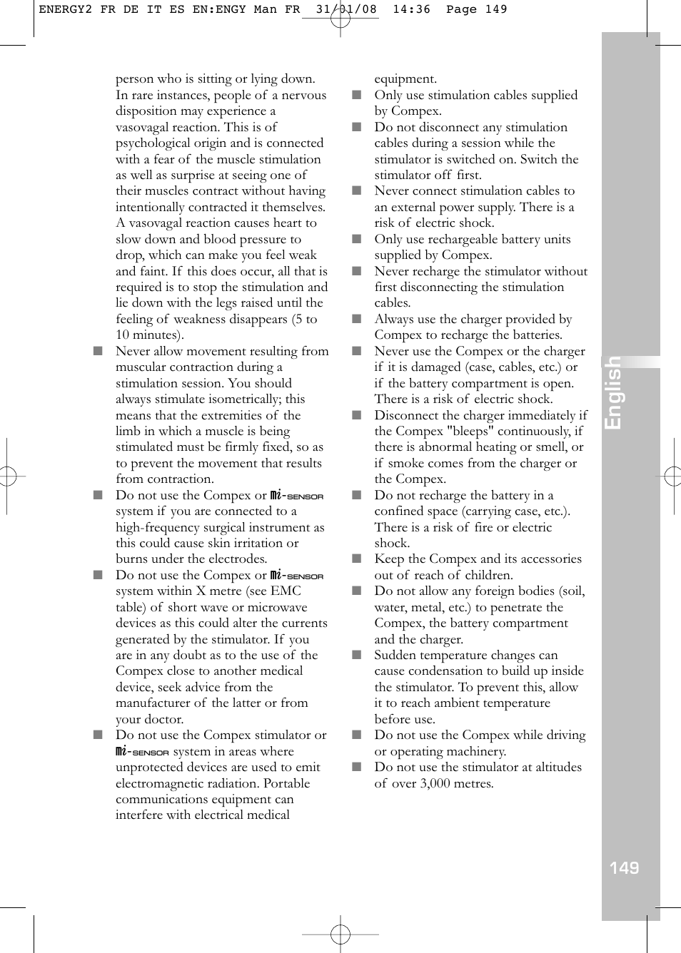 English | Compex Energy mi-Ready User Manual | Page 151 / 183