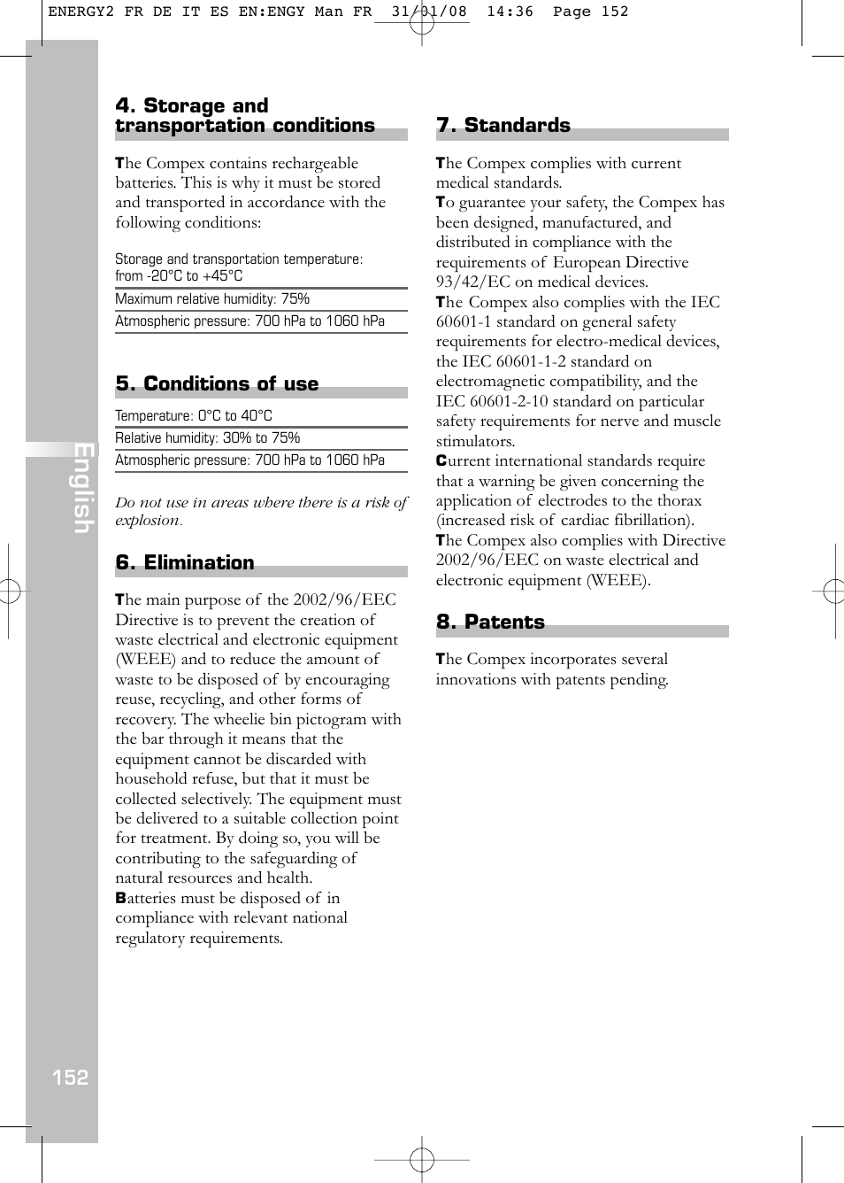 English | Compex Energy mi-Ready User Manual | Page 154 / 183