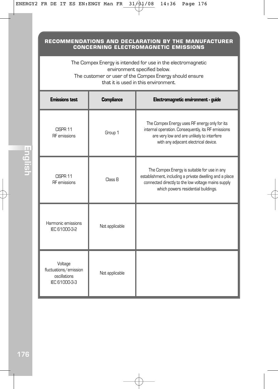 English | Compex Energy mi-Ready User Manual | Page 178 / 183