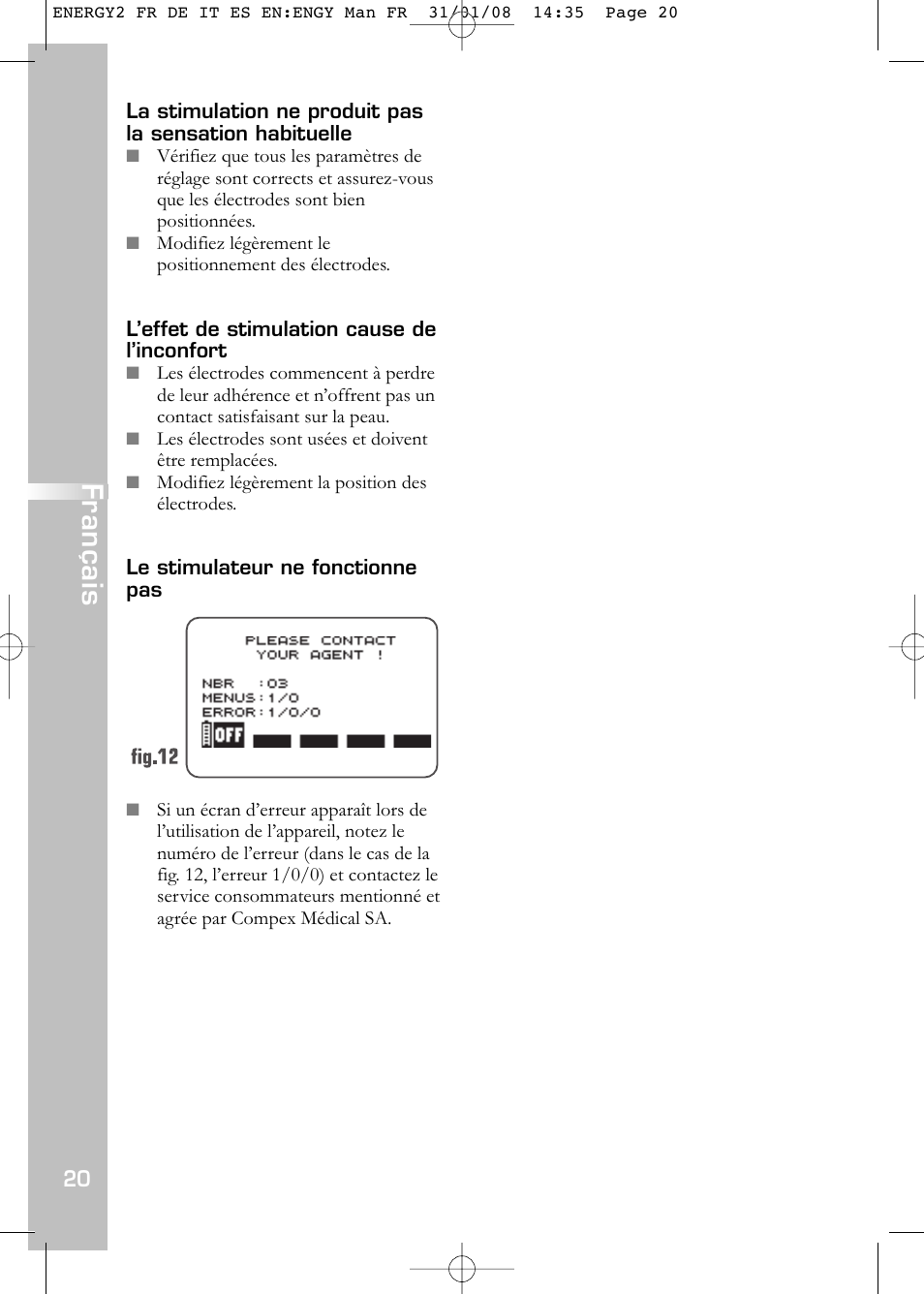 Français | Compex Energy mi-Ready User Manual | Page 22 / 183