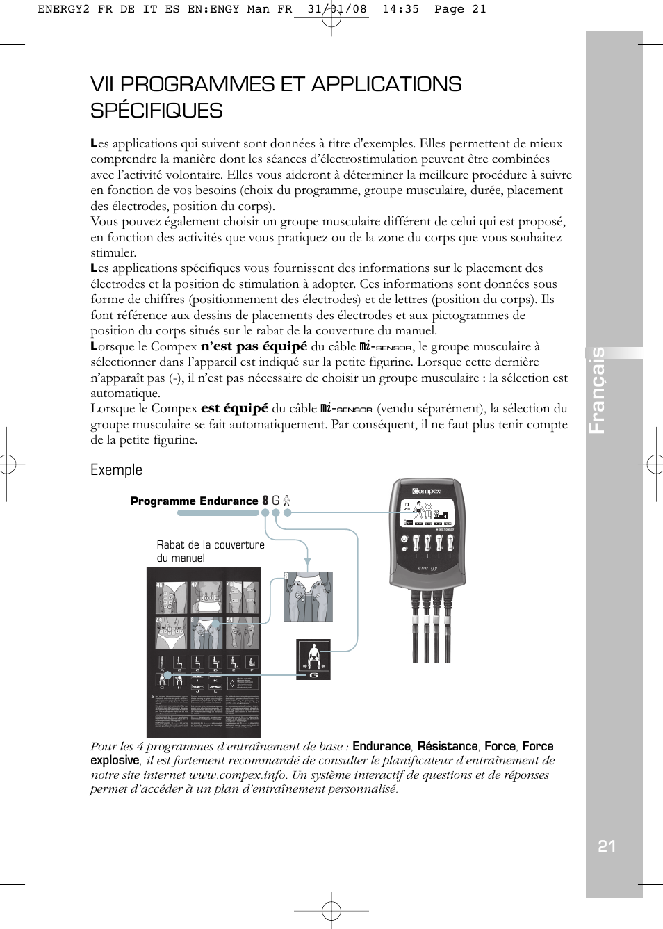 Vii programmes et applications spécifiques, Français | Compex Energy mi-Ready User Manual | Page 23 / 183