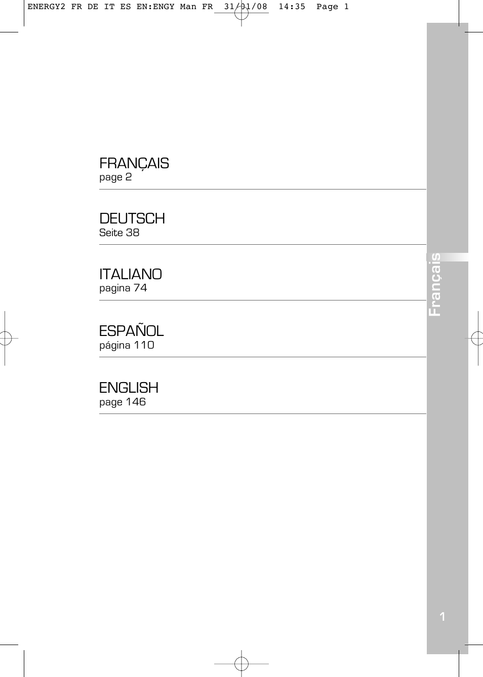 Français, Deutsch, Italiano | Español, English | Compex Energy mi-Ready User Manual | Page 3 / 183