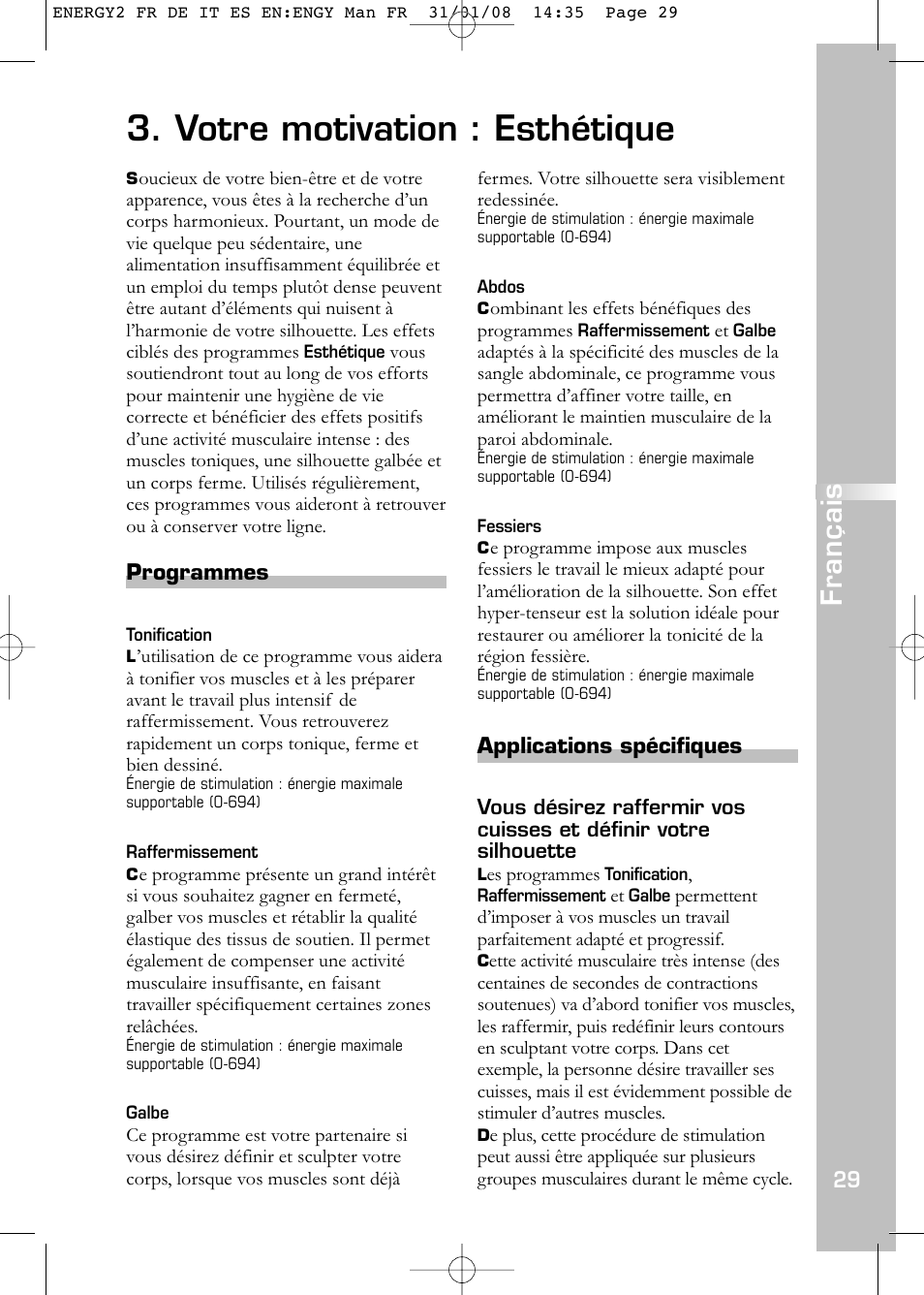 Votre motivation : esthétique, Français | Compex Energy mi-Ready User Manual | Page 31 / 183