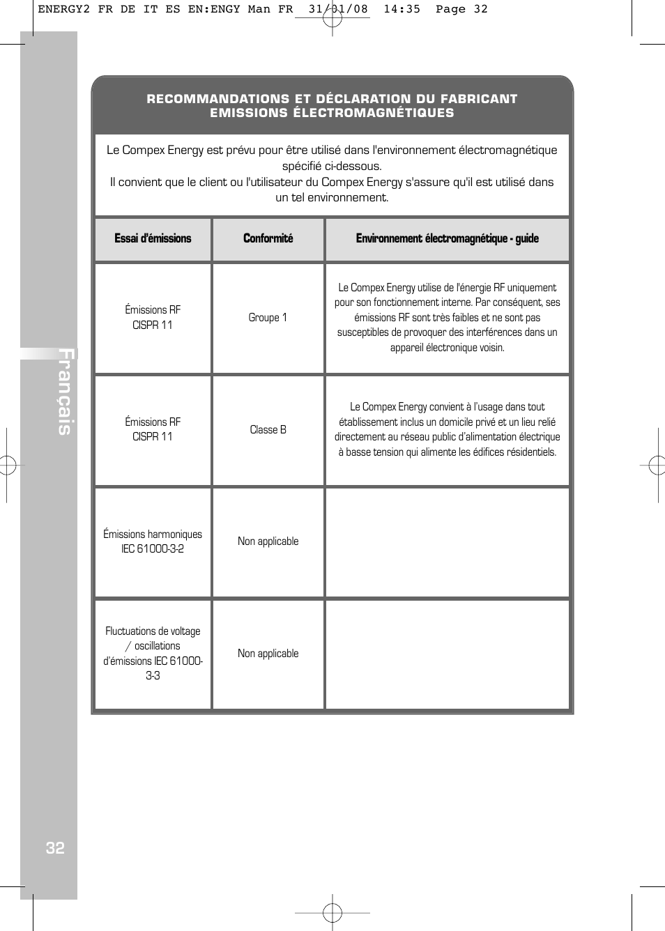 Français | Compex Energy mi-Ready User Manual | Page 34 / 183