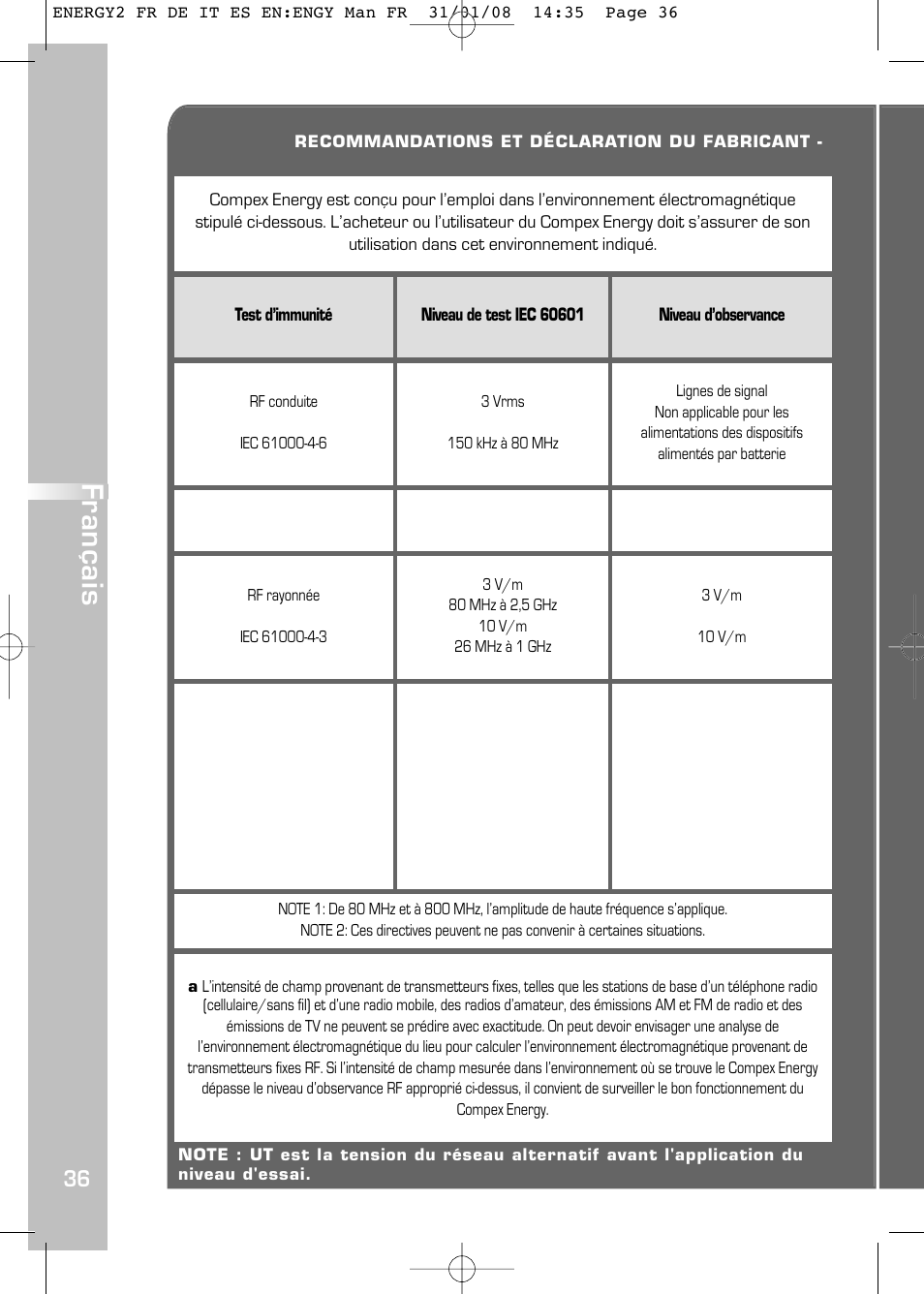 Français | Compex Energy mi-Ready User Manual | Page 38 / 183