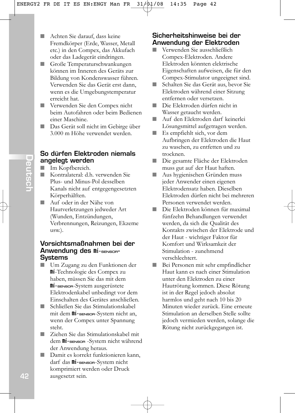 Deutsch | Compex Energy mi-Ready User Manual | Page 44 / 183