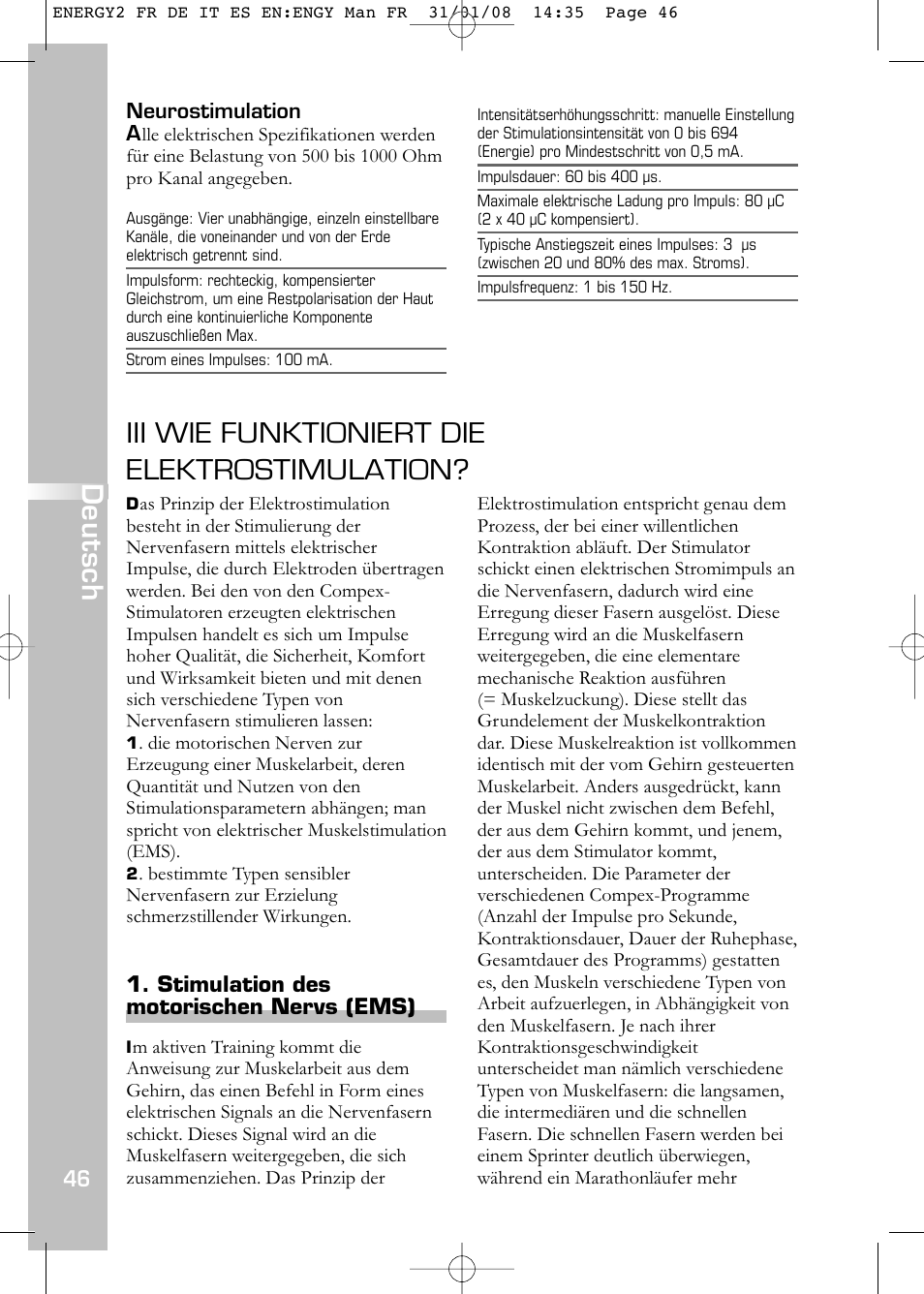 Iii wie funktioniert die elektrostimulation, Deutsch | Compex Energy mi-Ready User Manual | Page 48 / 183