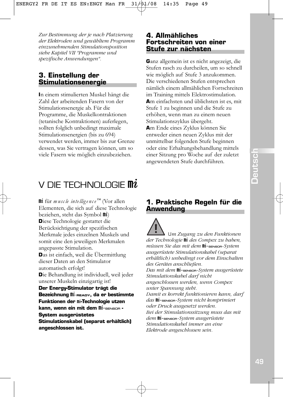 V die technologie, Deutsch | Compex Energy mi-Ready User Manual | Page 51 / 183