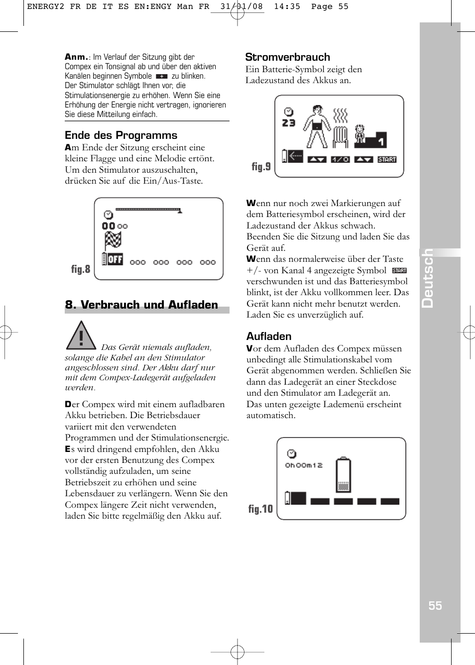 Deutsch | Compex Energy mi-Ready User Manual | Page 57 / 183