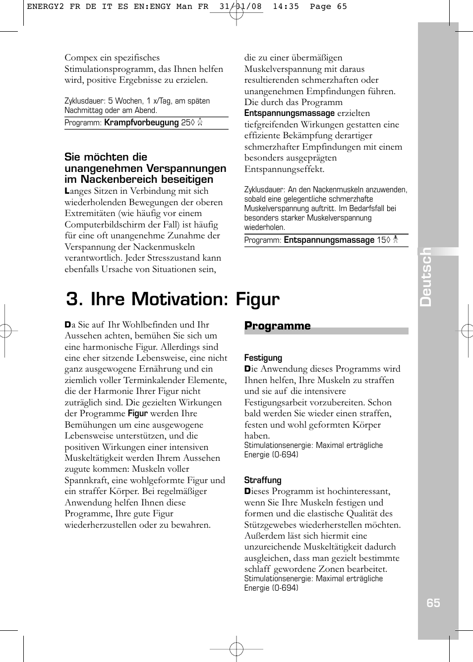 Ihre motivation: figur, Deutsch | Compex Energy mi-Ready User Manual | Page 67 / 183