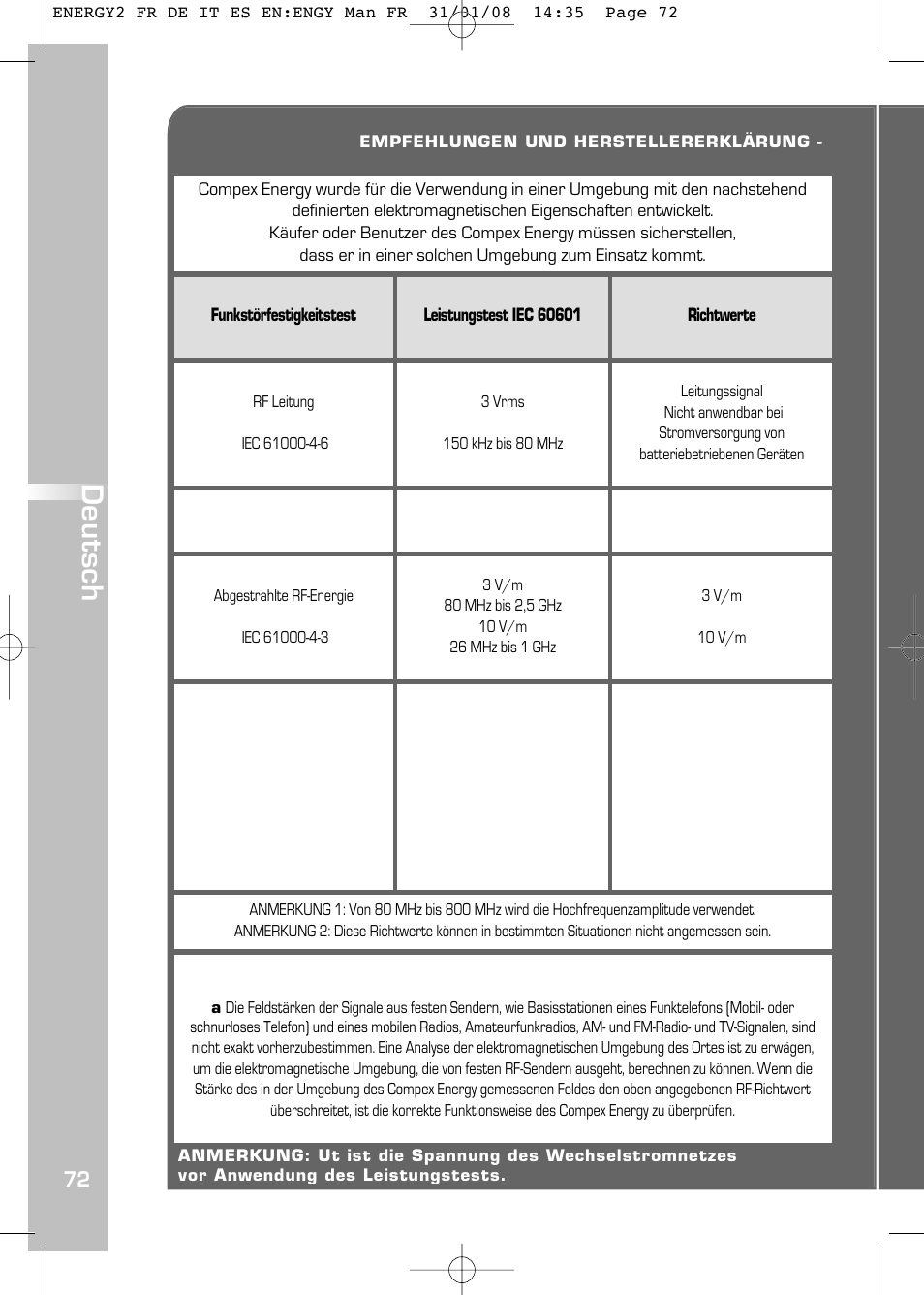 Deutsch | Compex Energy mi-Ready User Manual | Page 74 / 183
