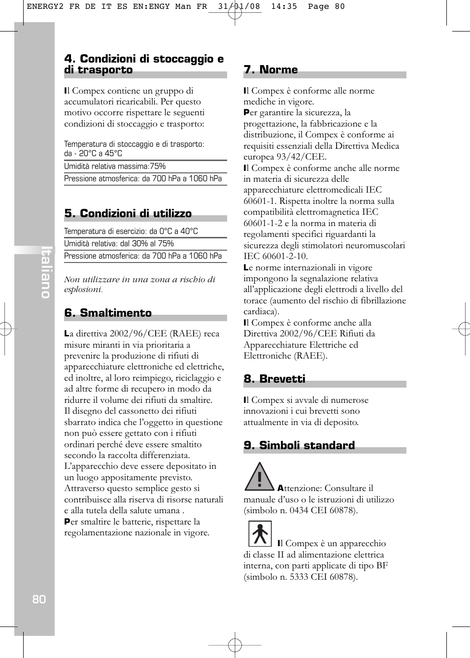 Italiano | Compex Energy mi-Ready User Manual | Page 82 / 183