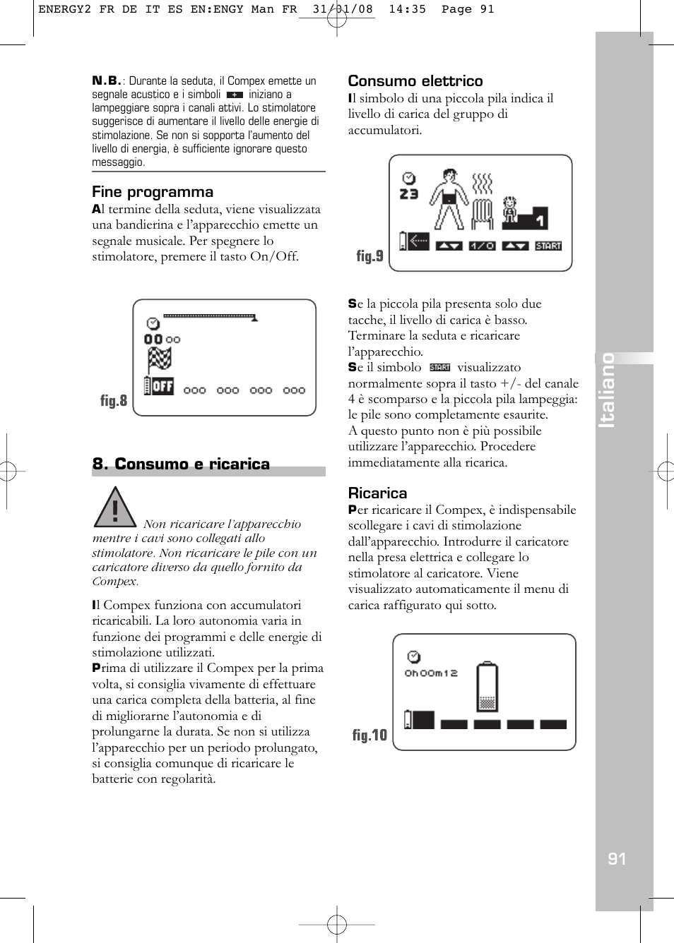 Italiano | Compex Energy mi-Ready User Manual | Page 93 / 183