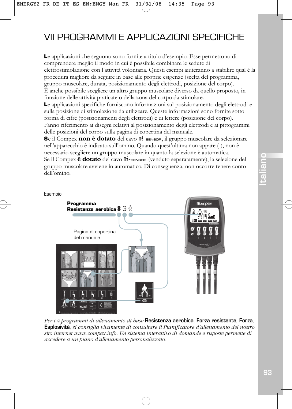 Vii programmi e applicazioni specifiche, Italiano | Compex Energy mi-Ready User Manual | Page 95 / 183