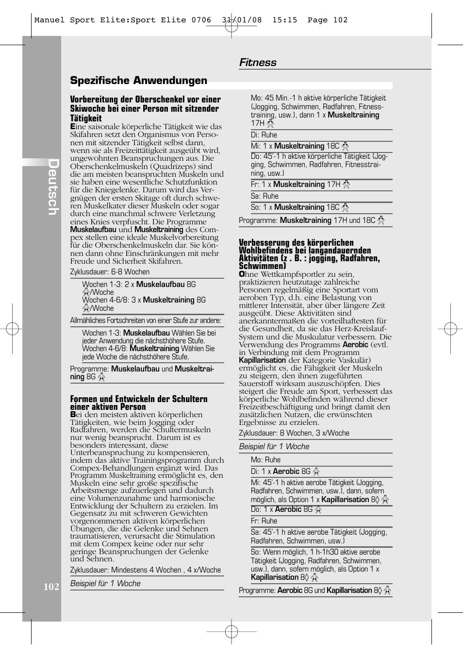 Deutsch, Fitness | Compex Sport Elite User Manual | Page 102 / 320