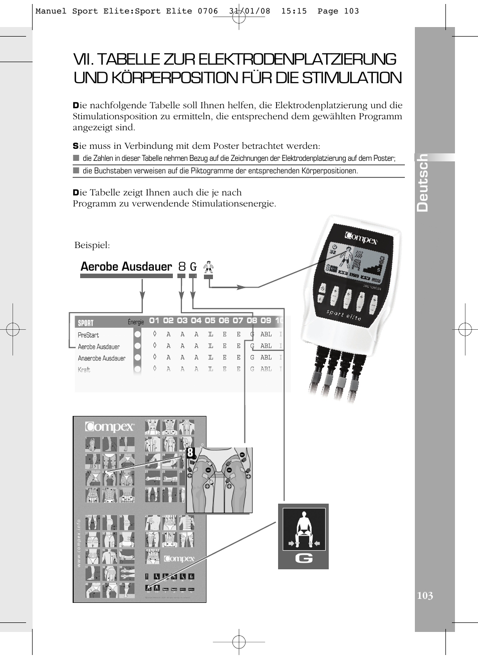 Deutsch | Compex Sport Elite User Manual | Page 103 / 320