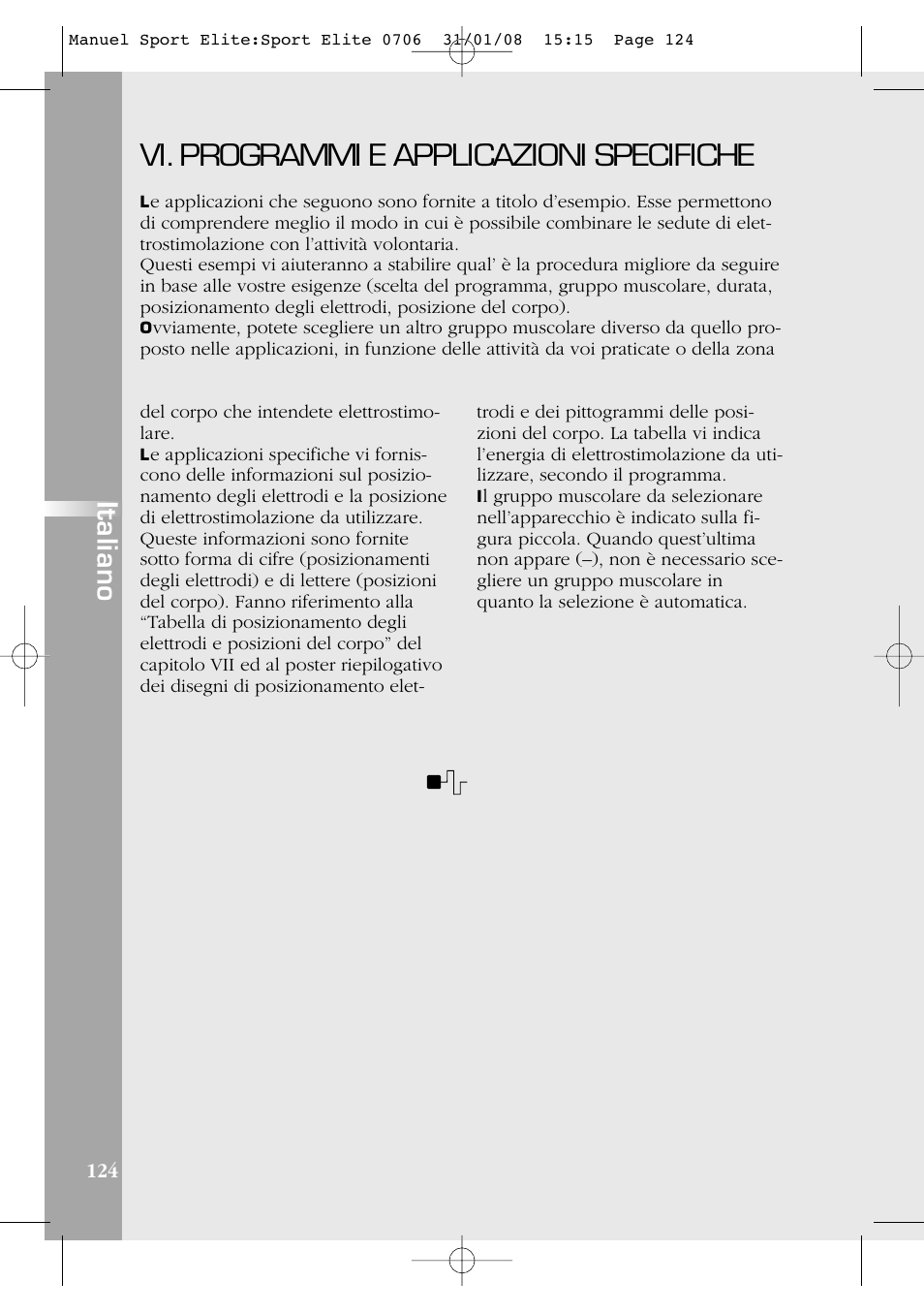 Vi. programmi e applicazioni specifiche, Italiano | Compex Sport Elite User Manual | Page 124 / 320