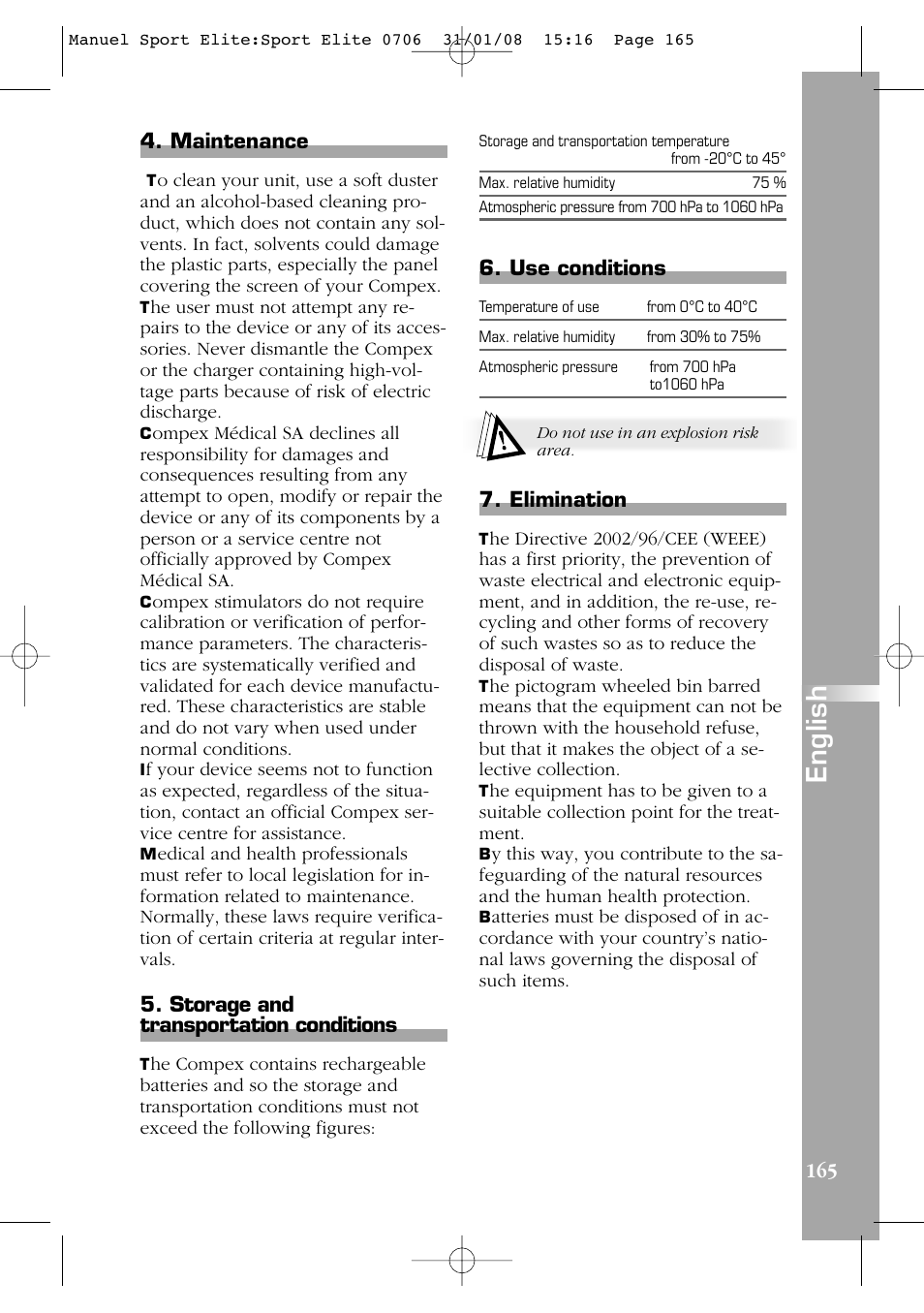 English | Compex Sport Elite User Manual | Page 165 / 320