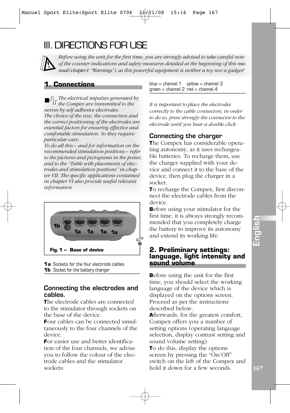 Iii. directions for use, English | Compex Sport Elite User Manual | Page 167 / 320