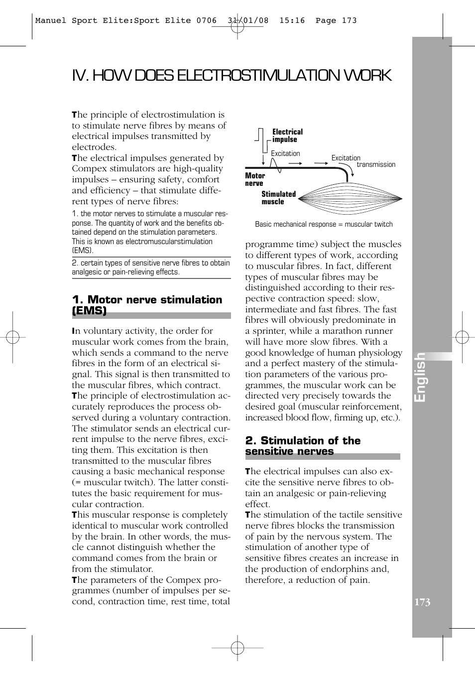 Iv. how does electrostimulation work, English | Compex Sport Elite User Manual | Page 173 / 320