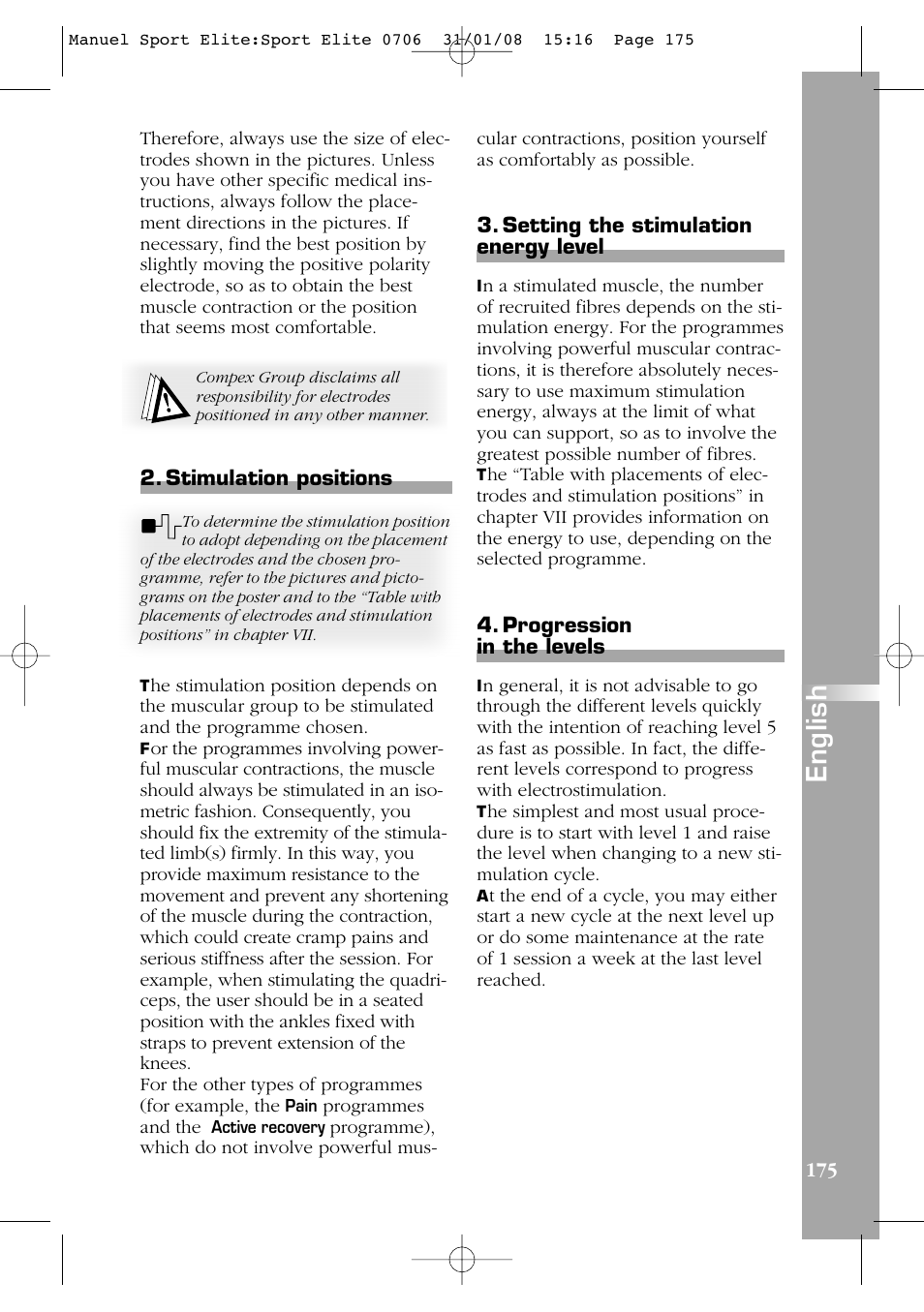 English | Compex Sport Elite User Manual | Page 175 / 320