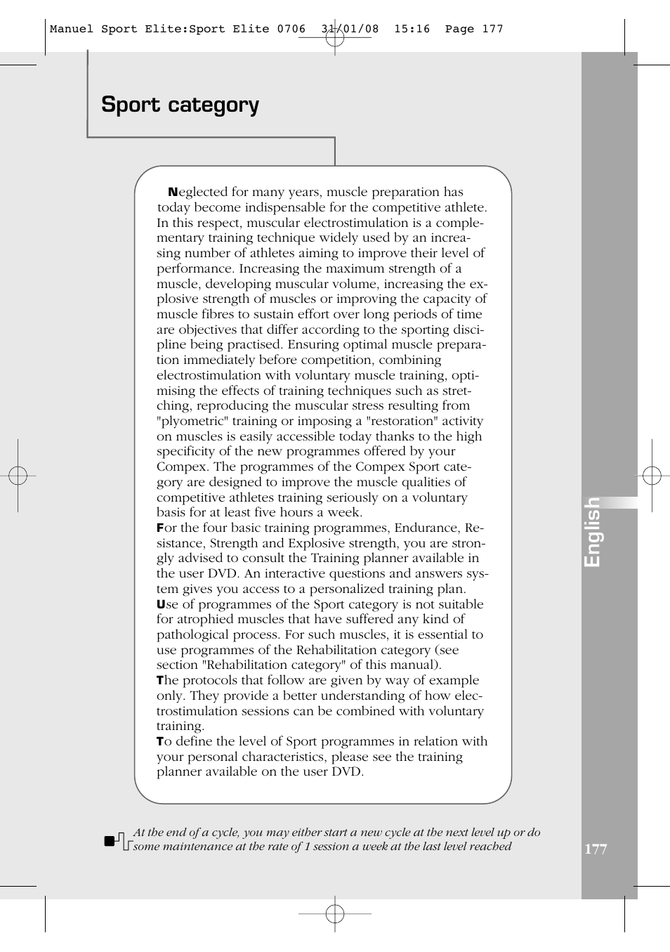 Sport category, English | Compex Sport Elite User Manual | Page 177 / 320