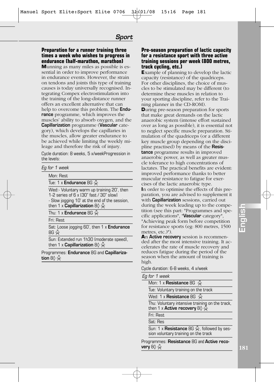 English, Sport | Compex Sport Elite User Manual | Page 181 / 320