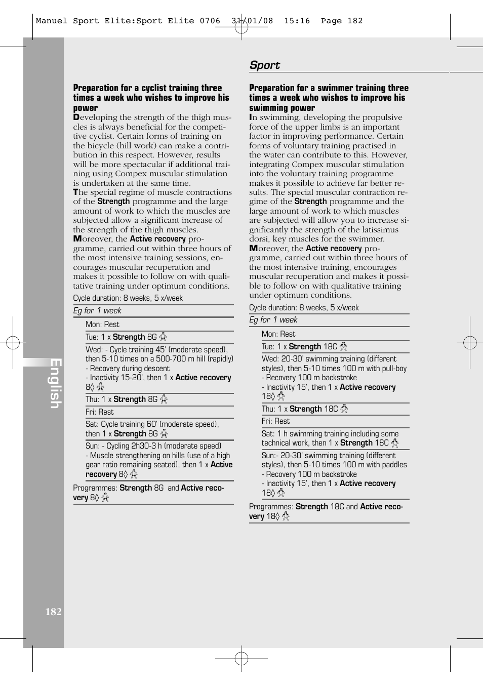 English, Sport | Compex Sport Elite User Manual | Page 182 / 320
