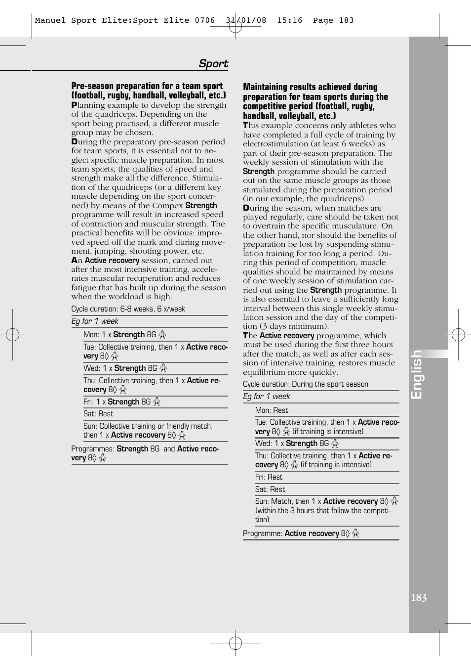 English, Sport | Compex Sport Elite User Manual | Page 183 / 320