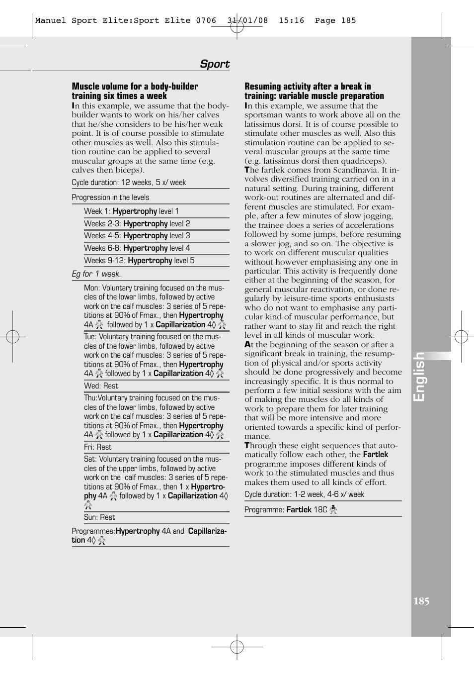 English, Sport | Compex Sport Elite User Manual | Page 185 / 320